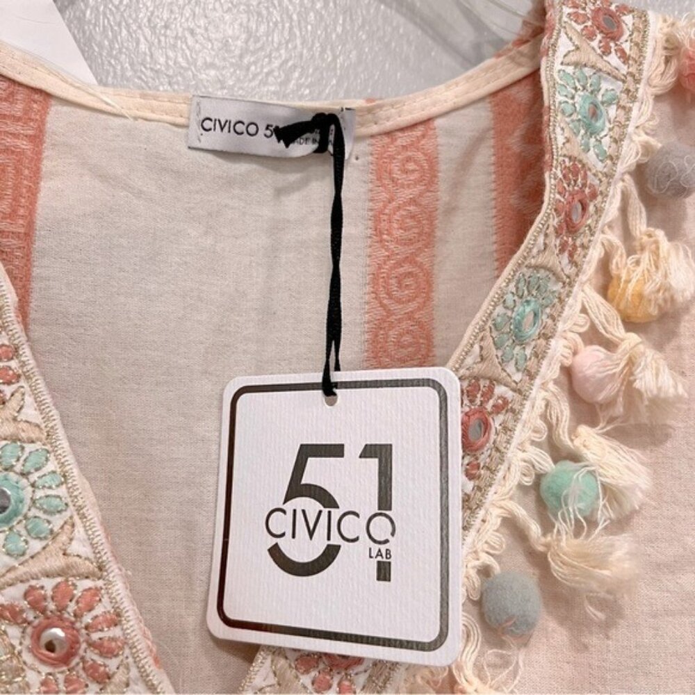 Cívico 51 rose white boho dress size M - Picture 9 of 12